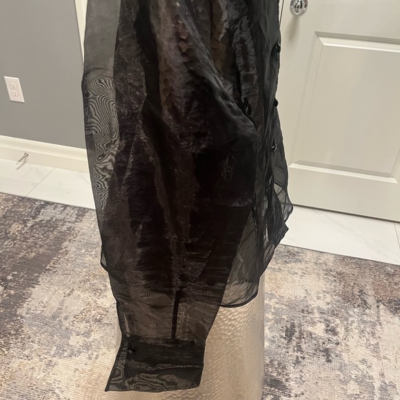 Nygard collection sheer black size 14 evening blouse with cuffs Beautiful sheer - Picture 7 of 16